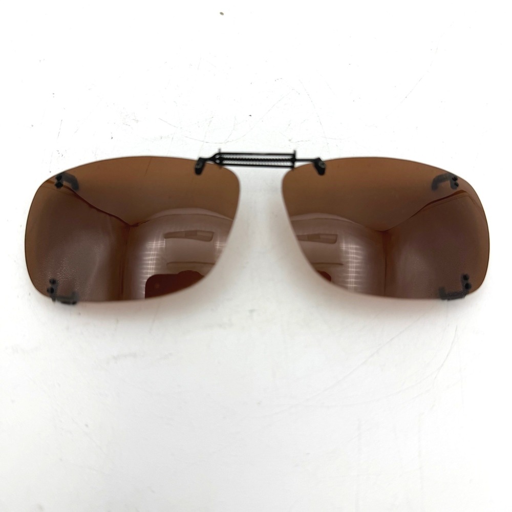 Polar Optics Clip-On Sunglasses Brown Rectangular Rimless Spring Bridge - Picture 3 of 6